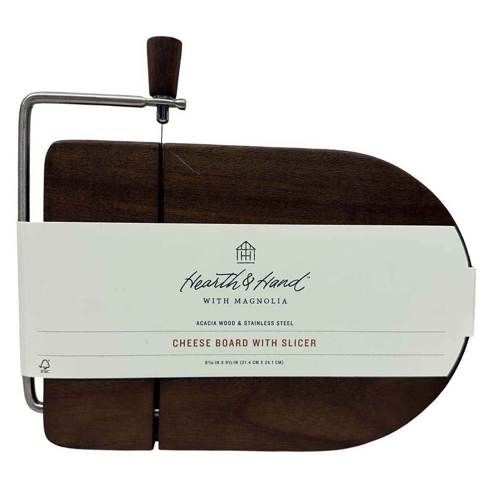 Hearth & Hand with Magnolia Cheese Board with Slicer Acacia Wood Stainless Steel